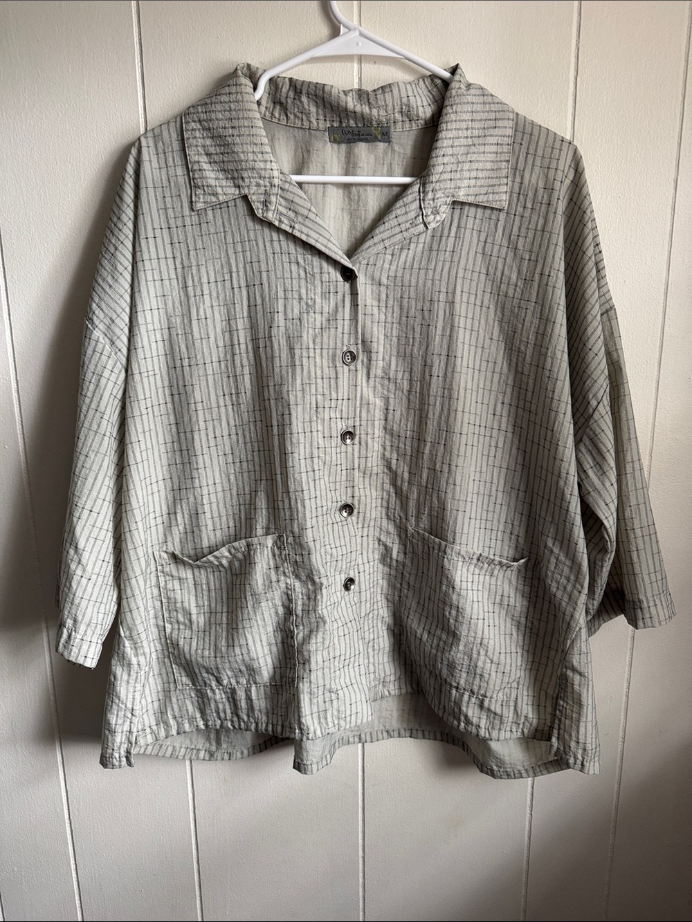 Chalet Et Ceci Relaxed Light Gray Striped Women's Button-Front Jacket